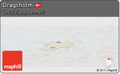 Shaded Relief Panoramic Map of Dragsholm, lighten, semi-desaturated