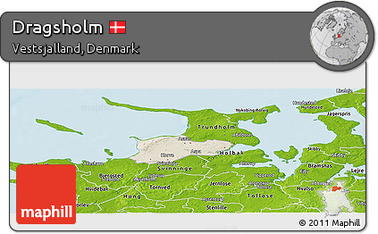 Shaded Relief Panoramic Map of Dragsholm, physical outside