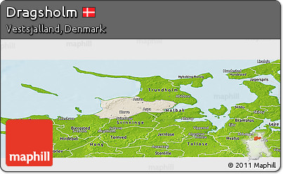 Shaded Relief Panoramic Map of Dragsholm, physical outside