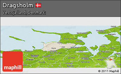 Shaded Relief Panoramic Map of Dragsholm, physical outside