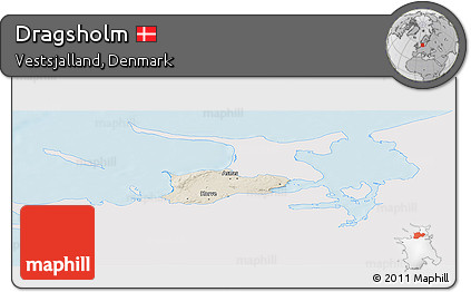 Shaded Relief Panoramic Map of Dragsholm, single color outside