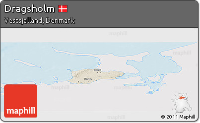 Shaded Relief Panoramic Map of Dragsholm, single color outside