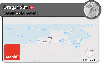 Silver Style Panoramic Map of Dragsholm, single color outside