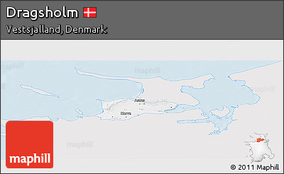 Silver Style Panoramic Map of Dragsholm, single color outside