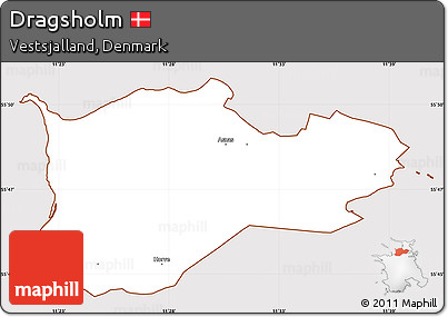 Classic Style Simple Map of Dragsholm, cropped outside