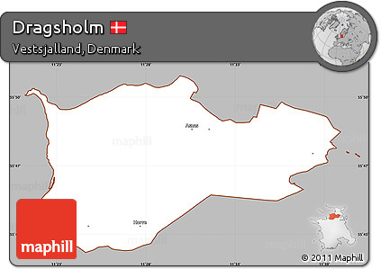 Gray Simple Map of Dragsholm, cropped outside