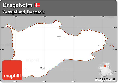 Gray Simple Map of Dragsholm, cropped outside