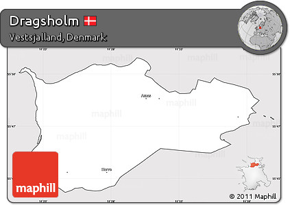 Silver Style Simple Map of Dragsholm, cropped outside