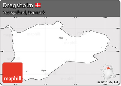 Silver Style Simple Map of Dragsholm, cropped outside
