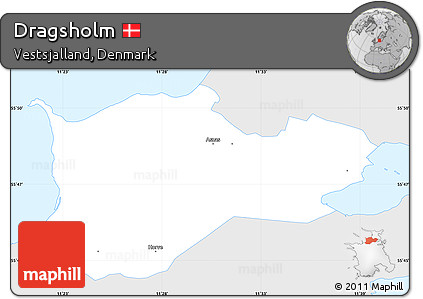 Silver Style Simple Map of Dragsholm, single color outside