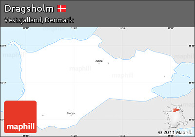 Silver Style Simple Map of Dragsholm, single color outside