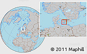 Gray Location Map of Haslev, within the entire country