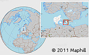 Gray Location Map of Haslev, highlighted country, highlighted parent region, within the entire country