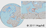 Gray Location Map of Haslev, highlighted parent region, hill shading
