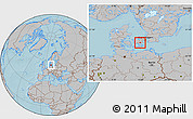 Gray Location Map of Haslev, hill shading