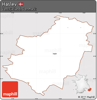 Classic Style Simple Map of Haslev, cropped outside
