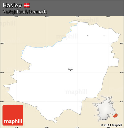 Classic Style Simple Map of Haslev, single color outside