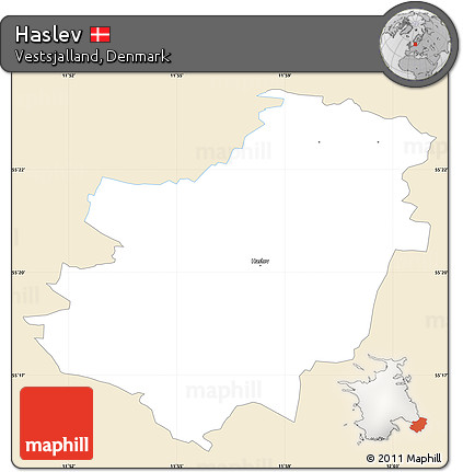Classic Style Simple Map of Haslev, single color outside