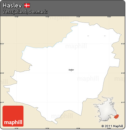 Classic Style Simple Map of Haslev, single color outside