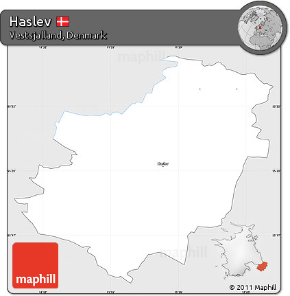 Silver Style Simple Map of Haslev, single color outside