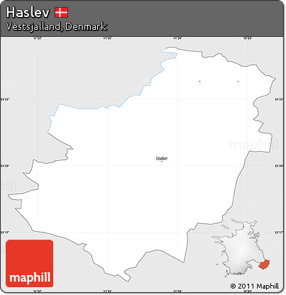 Silver Style Simple Map of Haslev, single color outside