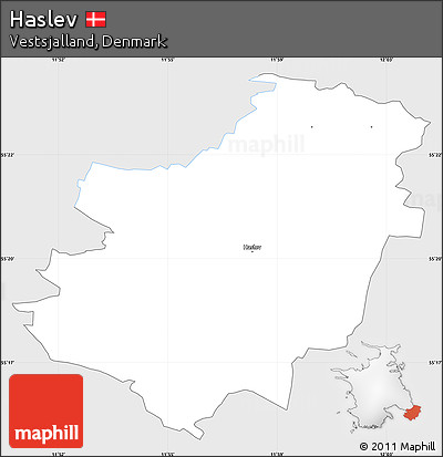 Silver Style Simple Map of Haslev, single color outside