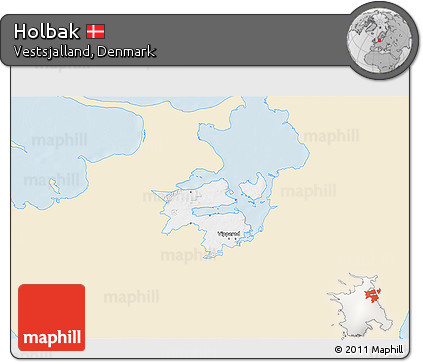 Classic Style 3D Map of Holbak, single color outside
