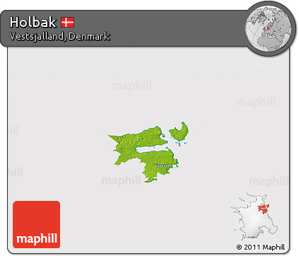 Physical 3D Map of Holbak, cropped outside