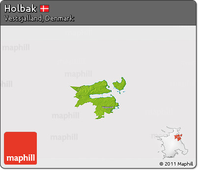 Physical 3D Map of Holbak, cropped outside