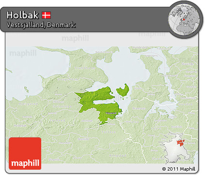 Physical 3D Map of Holbak, lighten