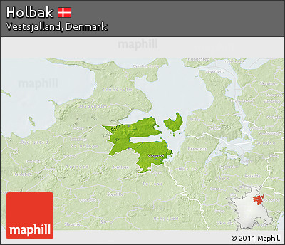 Physical 3D Map of Holbak, lighten