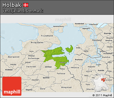 Physical 3D Map of Holbak, shaded relief outside