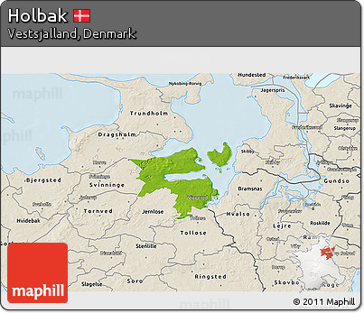 Physical 3D Map of Holbak, shaded relief outside