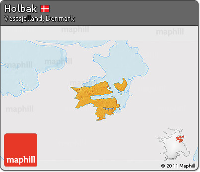 Political 3D Map of Holbak, single color outside