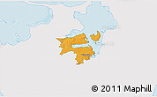 Political 3D Map of Holbak, single color outside