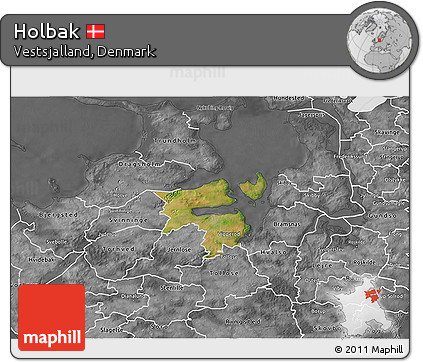 Satellite 3D Map of Holbak, desaturated