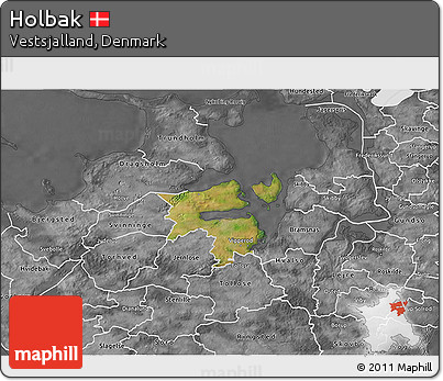 Satellite 3D Map of Holbak, desaturated