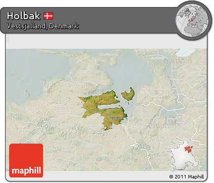 Satellite 3D Map of Holbak, lighten