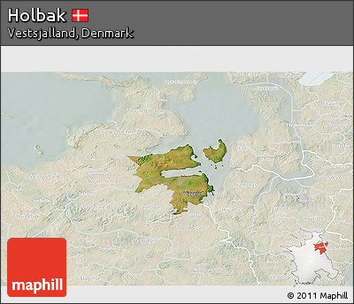 Satellite 3D Map of Holbak, lighten