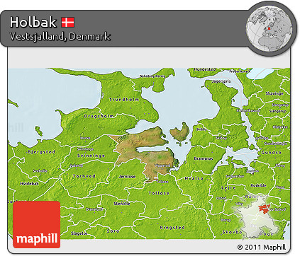 Satellite 3D Map of Holbak, physical outside