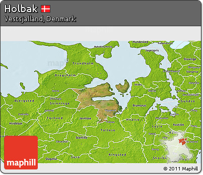 Satellite 3D Map of Holbak, physical outside