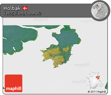 Satellite 3D Map of Holbak, single color outside