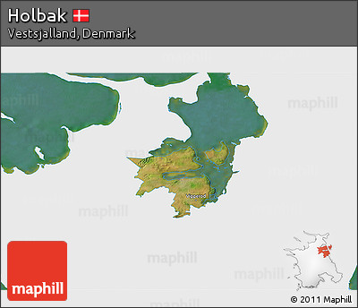 Satellite 3D Map of Holbak, single color outside