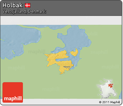 Savanna Style 3D Map of Holbak, single color outside