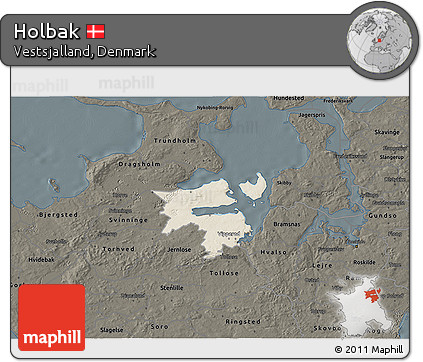 Shaded Relief 3D Map of Holbak, darken