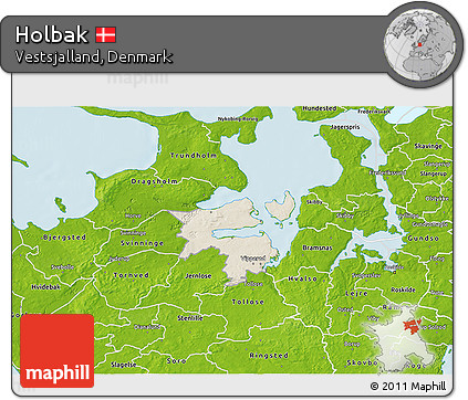 Shaded Relief 3D Map of Holbak, physical outside