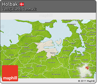 Shaded Relief 3D Map of Holbak, physical outside