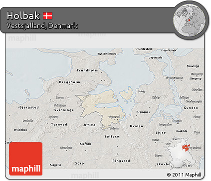 Shaded Relief 3D Map of Holbak, semi-desaturated