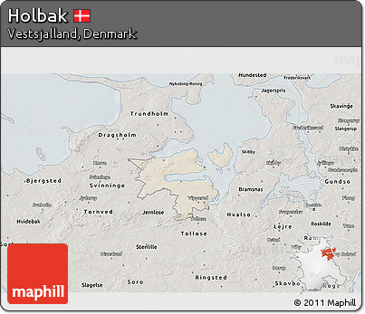 Shaded Relief 3D Map of Holbak, semi-desaturated