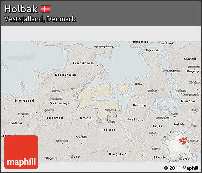 Shaded Relief 3D Map of Holbak, semi-desaturated